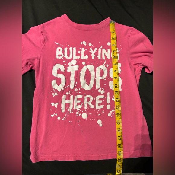 George “Bullying Stops Here” pink tee shirt. Children’s L (10-12) used. Stain. - Picture 4 of 6
